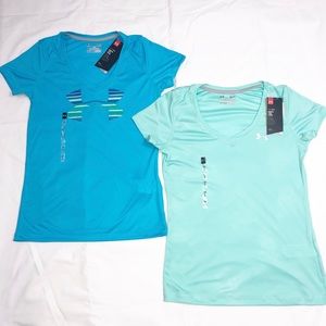 Lot of 2 women’s under armor v-neck T-shirt size S